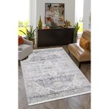 Bazaarforum Pamuk Dokuma Taban Kaymaz Tüy Dökmeyen Vintage Halı Salon Halısı Mutfak Halısı Koridor Halısı, Gri, 200 x 400cm, GR-395-27