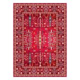 Bazaarforum Pamuk Dokuma Taban Kaymaz Tüy Dökmeyen Vintage Halı Salon Halısı Mutfak Halısı Koridor Halısı, Kırmızı, 200 x 290cm, KM-801-26
