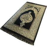Bazachi Mihrab Tafta Taşınabilir Ottoman Seccade/halı - Türkiye'de Üretilmiştir (Siyah) - 374-Yeşil