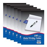 BAZIC 100 Yaprak 15,24 cm x 22,86 cm, Çizgili Not Yazma Defteri, Ofis Okul Ev için Kolay Yırtılan Not Kağıdı, 6'lı Paket