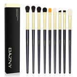 BAZNY Göz Farı Fırça Seti, 9 Adet Profesyonel Göz Makyajı Fırçaları, Göz Farı Eyeliner Kaş Kapatıcı Karıştırma ve Gölgelendirme, Premium Yumuşak Sentetik Kıllar ve Ahşap Sap