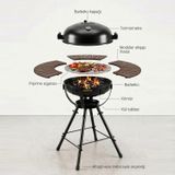 BAZZ360 360° Masalı Kapaklı Kömürlü Barbekü Mangal – 55 cm Izgara, Termometreli, 92 cm Yükseklik, 120 cm Masa