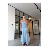 BB Bensu Buyruk ASİMETRİK KESİM İÇİ ASTARLI MAXİ ETEK MAVİ