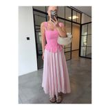 BB Bensu Buyruk ASİMETRİK KESİM İÇİ ASTARLI MAXİ ETEK PEMBE