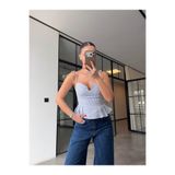BB Bensu Buyruk ASKILI ÇİZGİLİ KORSE BLUZ MAVİ