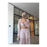 BB Bensu Buyruk BALON KOL CROP BLUZ PEMBE