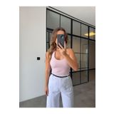 BB Bensu Buyruk BOYUNDAN GEÇMELİ FİTİLLİ PEMBE BLUZ