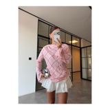 BB Bensu Buyruk KAYIK YAKA EKOSE BLUZ PEMBE
