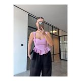 BB Bensu Buyruk PÖTİKARELİ KORSE BLUZ PEMBE
