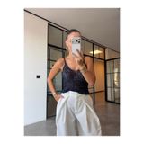 BB Bensu Buyruk PULLU TRİKO ASKILI BLUZ LACİVERT