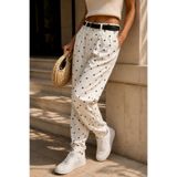bb butik basic Kemerli Puantiyeli Yüksek Bel Binici Pantolon MY3535