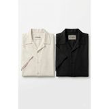 bb butik basic Kısa kol İKİLİ SET dökümlü gömlek SİYAH BEYAZ
