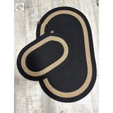 Bb Carpet Jüt Hasır Banyo Takımı ,banyo Paspas Takımı ,paspas, - Siyah - Krem