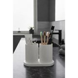 BB Craft Modern Beyaz Plastik Çift Bölmeli Diş Fırçalık ve Banyo Organizeri Kolay Temizlik Özelliğiyle