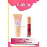 BB Cream 120 Açık Bej & Vivid Shine Lipgloss Dudak Parlatıcısı 101 - Kırmızı Makyaj Seti