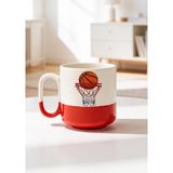 BB Design Basketbol Potası Tasarımlı Seramik Baskılı Pro Kupa Bardak 330ML - 001 - Beyaz - 300 ml