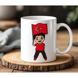BB Design BB Desing 23 Nisan Türk Bayrağı Tasarımlı Beyaz Seramik Baskılı Kupa Bardak 330 ml