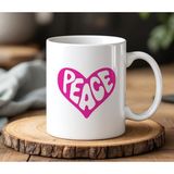 BB Design BB Desing Kalpli Peace Tasarımlı Beyaz Seramik Baskılı Kupa Bardak 330 ml - 1 Adet