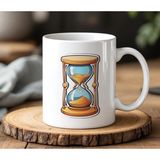 BB Design BB Desing Kum Saati Tasarımlı Beyaz Seramik Baskılı Kupa Bardak 330 ml - 1 Adet