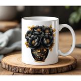 BB Design BB Desing Vazoda Çiçek Tasarımlı Beyaz Seramik Baskılı Kupa Bardak 330 ml