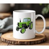 BB Design BB Desing Yeşil Traktör Tasarımlı Beyaz Seramik Baskılı Kupa Bardak 330 ml