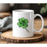 BB Design BB Desing Yeşil Yonca Yaprağı Tasarımlı Beyaz Seramik Baskılı Kupa Bardak 330 ml - 1 Adet
