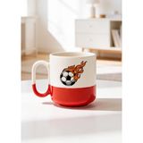 BB Design Futbol Topu Tasarımlı Baskılı Seramik Pro Kupa Bardak 330ML - 001 - Beyaz - 300 ml