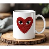 BB Design Kalpli Desen Tasarımlı Beyaz Seramik Baskılı Kupa Bardak 330 ml - 001 - Beyaz
