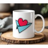 BB Design Kalpli Zarf Tasarımlı Beyaz Seramik Baskılı Kupa Bardak 330 ml - 001 - Beyaz