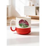 BB Design Karpuz Dilimli Etek Tasarımlı Seramik Baskılı Pro Kupa Bardak 330ML - 001 - Beyaz - 300 ml