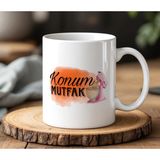 BB Design Konum Mutfak Tasarımlı Beyaz Seramik Baskılı Kupa Bardak 330 ml - 001 - Beyaz