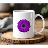 BB Design Mor Çiçek Tasarımlı Beyaz Seramik Baskılı Kupa Bardak 330 ml