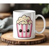 BB Design Popcorn Tasarımlı Beyaz Seramik Baskılı Kupa Bardak 330 ml - 001 - Beyaz
