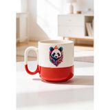BB Design Renkli Panda Tasarımlı Baskılı Seramik Pro Kupa Bardak 330ML - 1 Adet - 300 ml