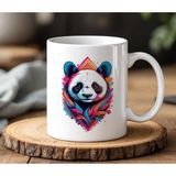 BB Design Renkli Panda Tasarımlı Beyaz Seramik Baskılı Kupa Bardak 330 ml