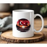 BB Design Türk Bayrağı Tasarımlı Beyaz Seramik Baskılı Kupa Bardak 330 ml - 1 Adet