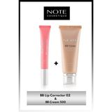 Bb Lip Corrector Dudak Parlatıcısı 02 Pembe & Bb Cream 500 Doğal Kapatıcı Spf 15 Bb Krem Makyaj Seti