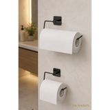 BB MAİSON Siyah Yapışkanlı 2’li Set Kağıt Havluluk Tuvalet Kağıtlığı WC Kağıtlık Rulo Havluluk Metal Askılık