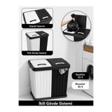 BBA HOME 2 Bölmeli Kirli Çamaşır Sepeti 40+40 Litre Beyaz & Antrasit İkili Çamaşırlık