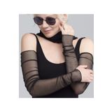 bbays new trend Likralı Tül Siyah Parmaksız Abiye Eldiven Pınar Siyah Likralı Şeffaf Tül Kolluk Parmaksız Uzun