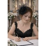 bbays new trend Nikah Şapkası Siyah Gelin Vualet Kep Tüllü Saç Aksesuarı Şık ve Modern Nikah Modeli