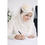 bbays new trend Zarif Krem Gelin Şapkası Vualet Tesettür ve Açık Gelin İçin Nikah Aksesuarı