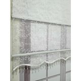 BBB Çiçek Desenli Boncuklu Tül ve Stor Perde Beyaz MT4003B 100x260