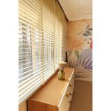 BBB Krem Renk Gerçek Ahşap Jaluzi 50MM Zincirli Redüktörlü Kurdelalı AJS1005 - 80 x 200 cm