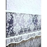 BBB Simli Boncuklu Damask Desenli Çift Mekanizmalı Tül Stor Perde Ekru MT1018SB 200x260 Ekru