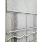 BBB Tomurcuk Desenli Boncuklu Çift Mekanizmalı Tül Stor Perde Ekru TS2012B 140x200 Ekru