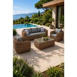 BBB Toup Kauçuk Rattan Bahçe Takımı Oturma Grubu Mobilyası Alüminyum Iskelet - 83 X 220 - Kahverengi