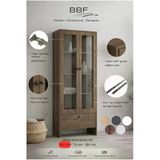 Bbf Barok 64 Cm Cam Kapaklı Vitrin Ve Kitaplık 5 Raflı Çekmeceli Çok Amaçlı Dolap