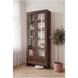 BBF Furniture Barok Cam Kapaklı Modern Kitaplık ve Vitrin Dolap – Çekmeceli, Çok Amaçlı Saklama Ünitesi