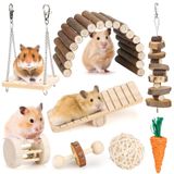 BBjinronjy Hamster Çiğneme Oyuncak Seti Küçük Hayvan Molar Oyuncaklar Diş Bakımı Ahşap Aksesuarlar Kobaylar, Şinşillalar, Gerbiller, Fareler, Sıçanlar, Fare Kemirgenleri Oyuncak Salıncak Tahterevalli